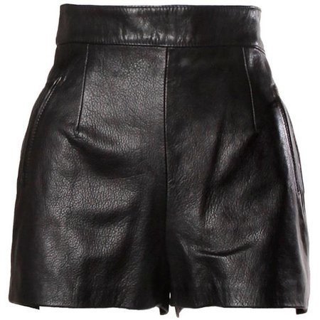 Moschino Vintage Black Leather High Waisted Shorts