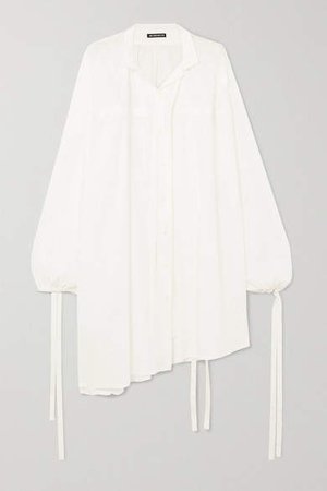 Oversized Tie-detailed Cotton Shirt - White