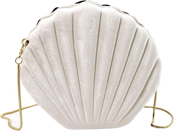 Felice Ann Women Mini Seashell Suede Cross-body Bag Chain Strap Shoulder Bag Evening Clutch Purse Suede White: Handbags: Amazon.com