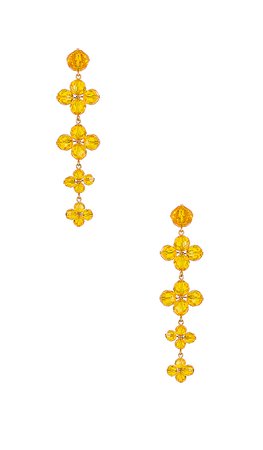 For Love & Lemons West End Tiered Jewel Earrings in Yellow | REVOLVE