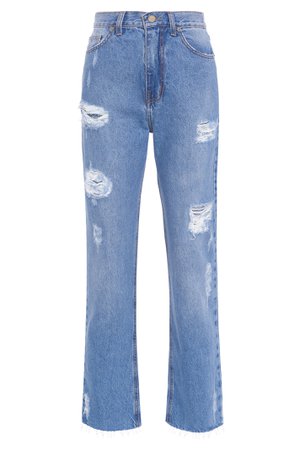 Calça Jeans Detonada Farm - Azul - oqvestir