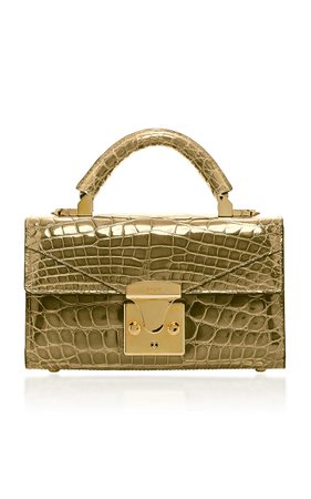 24K Gold Crocodile Mini Top Handle 2,,.0 Bag by Stalvey | Moda Operandi