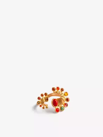 LA MAISON COUTURE - Sonia Petroff Seahorse 24ct yellow gold-plated brass and gemstone ring | Selfridges.com