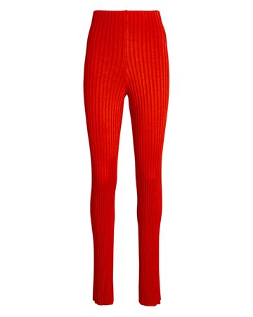 Galvan Rhea Ribbed Knit Flared Pants In Red | INTERMIX®