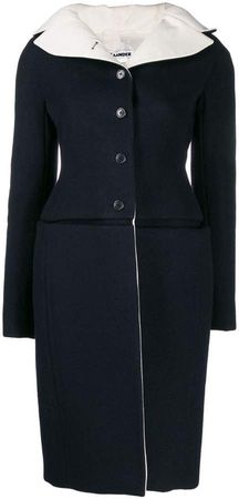 Pre-Owned buttoned fitted midi coat