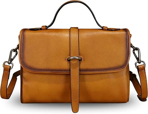 Amazon.com: Genuine Leather Satchel Crossbody Bags for Women Handmade Vintage Top Handle Handbags Purse (Brown) : Clothing, Shoes & Jewelry