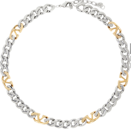 Valentino Silver & Gold VLogo Necklace