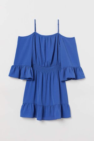 Open-shoulder Dress - Blue