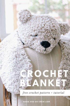 Furry Crochet Bear Blanket Rug - Free Pattern