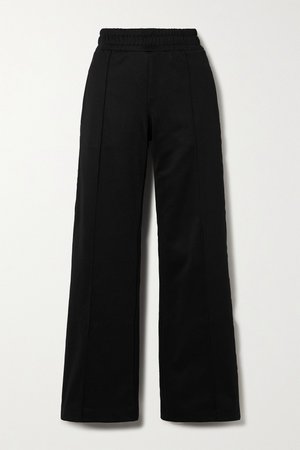 Black Jersey-piqué wide-leg track pants | FENDI | NET-A-PORTER