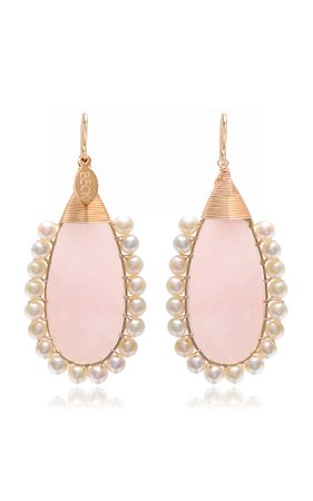 Rose Lolita Gold-Filled Rose Quartz and Pearl Earrings by Beck Jewels | Moda Operandi