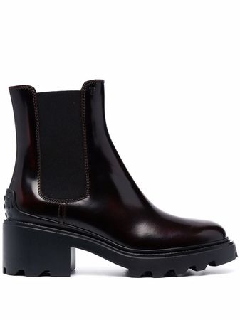Shop Tod's leather block-heel Chelsea boots with Express Delivery - FARFETCH