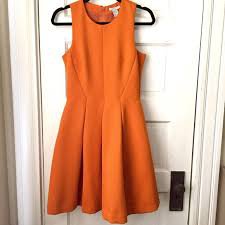 orange fit and flare dress - Google Search