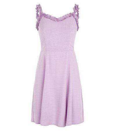 Lilac Ruffle Strap Mini Dress | New Look