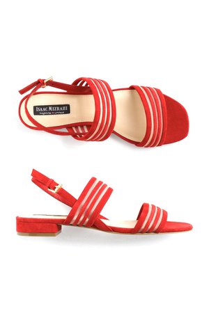 red ankle strap sandals