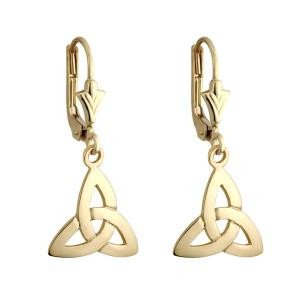 14k Gold Trinity Knot Drop Earrings -Irish Expressions Gift Shop