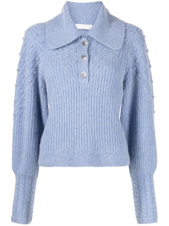 Shop Jonathan Simkhai Jasmine ribbed henley jumper with Express Delivery - FARFETCH