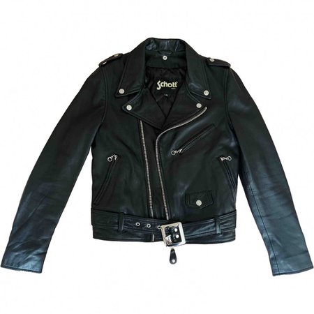 Leather short vest Schott Black size XS International in Leather - 7393185