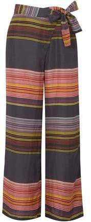 Striped Silk-satin Wide-leg Pants
