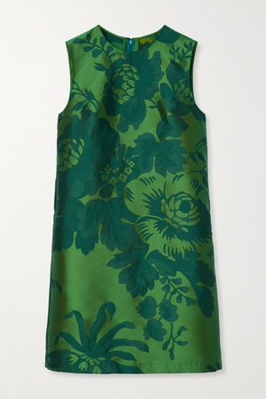 Green Floral-jacquard mini dress | Carolina Herrera | NET-A-PORTER