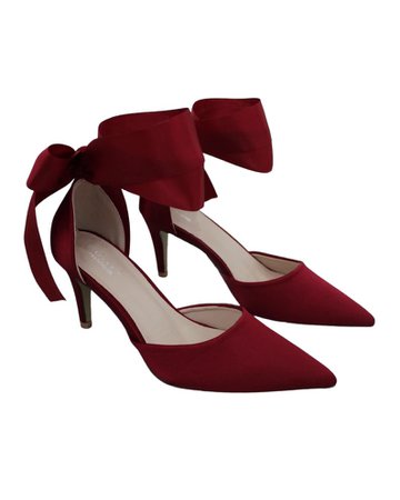 Burgundy Satin Pointy Toe Heels with WRAPPED SATIN TIE, Wedding Shoes, Bridesmaids Shoes, Evening Shoes, Holiday Shoes