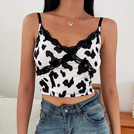 y2k Bodycon Women Summer Crop Tops lace Female Tank Top E-Girl Camis Sleeveless Summer See Through Camisole Top Shirt at Amazon Women’s Clothing store