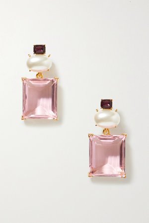 Gold + Brandon Maxwell gold-tone, crystal and faux pearl earrings | Kenneth Jay Lane | NET-A-PORTER