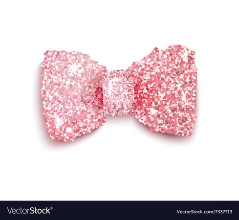 Sparkling pink glitter decorated bow for a girl Vector Image