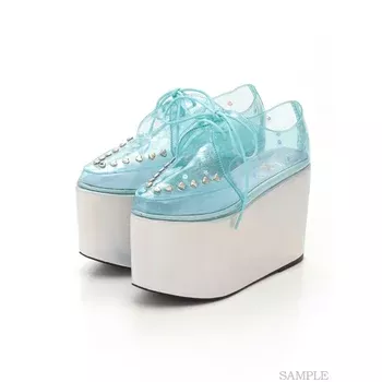 Swankiss Lace-Up Clear Shoes in Blue