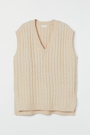 Cable-knit Sweater Vest - Light beige - Ladies | H&M US