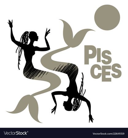 Tribal zodiac pisces two mermaids or women Vector Image
