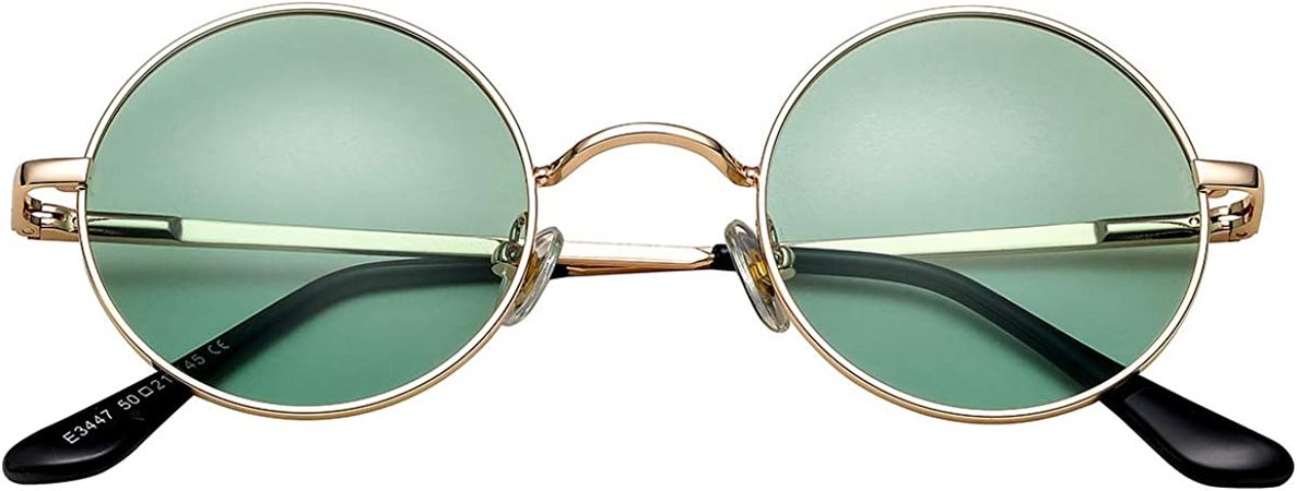 Amazon.com: PORADAY Circle Lennon Glasses Retro Round Polarized Sunglasses Hippie Style Small Circle Sun Glasses (Gold/Clear Green) : Clothing, Shoes & Jewelry