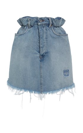 Frayed Denim Mini Skirt by Miu Miu | Moda Operandi