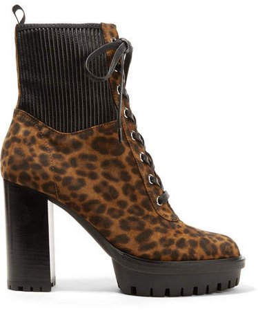 90 Leather-paneled Leopard-print Suede Ankle Boots - Leopard print