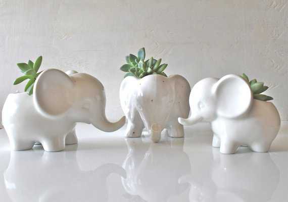 Ceramic elephant succulent planter-Mini elephant pot-Pottery