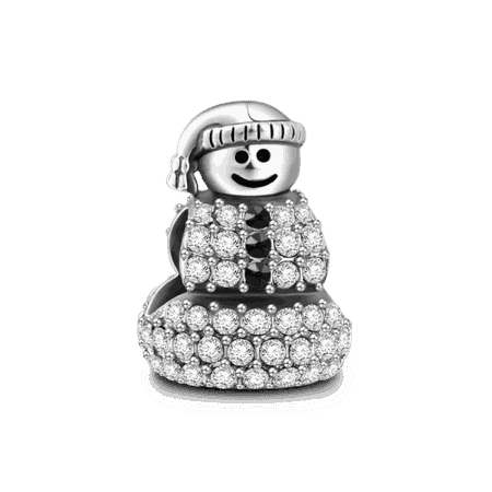 Diamond Snowman Charm Silver - Christmas - Gifts