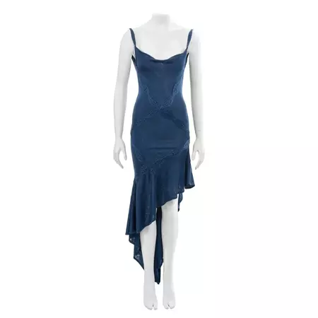 Christian Dior by John Galliano blue rayon knitted evening dress, ss 2001 For Sale at 1stDibs