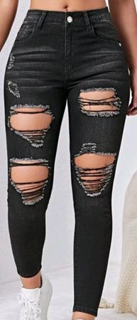SHEIN Essnce Skinny Ripped Jeans
