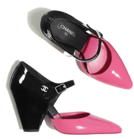 black and pink chanel heels