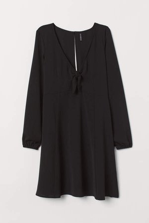 Dress with Tie Detail - Black