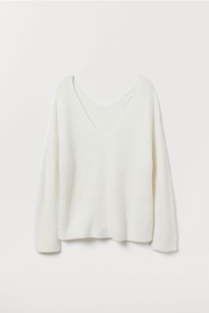 V-neck Sweater - White - | H&M US