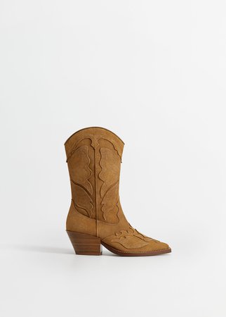 Cowboy leather boots - Women | Mango United Kingdom