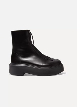Black Leather ankle boots | The Row | NET-A-PORTER