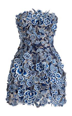 Strapless Threadwork Embroidered Dress By Oscar De La Renta | Moda Operandi
