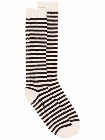 GANNI Striped rib-knit Socks - Farfetch
