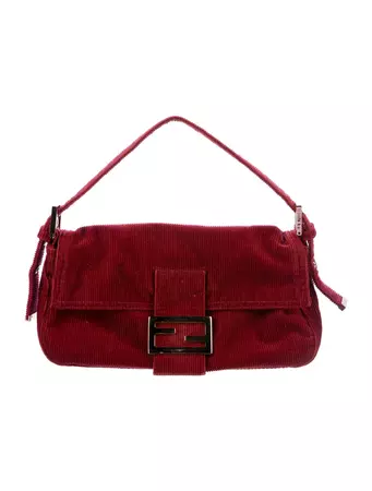 corduroy baguette handbag in red | FENDI