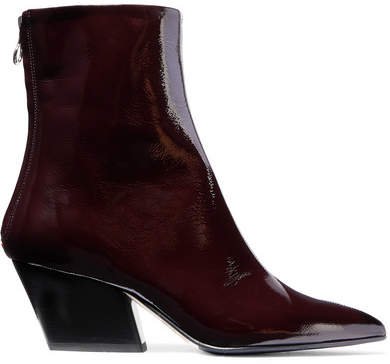 aeydē Crinkled Patent-leather Ankle Boots - Burgundy