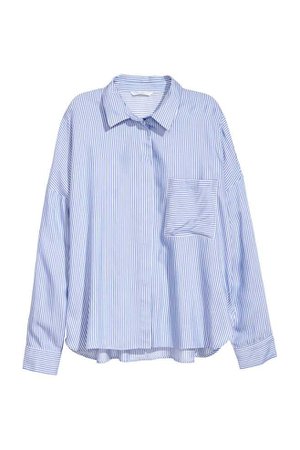Wide-cut Shirt - Blue/White striped - Ladies | H&M US