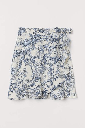 Linen-blend Wrap Skirt - White