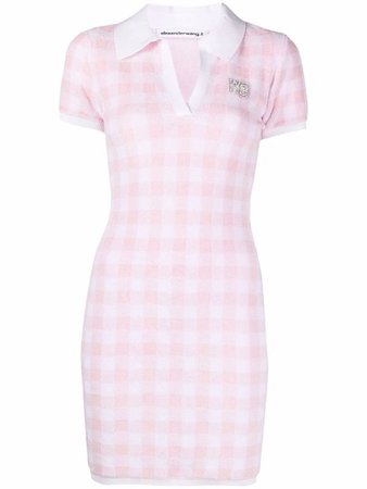Alexanderwang.t gingham-print polo dress pink & white 4KC2216073 - Farfetch
